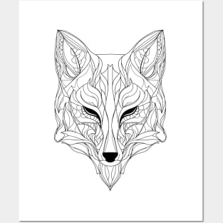 Abstract Fox Essence: Intricate Line Art Interpretation Posters and Art